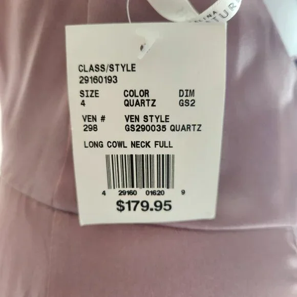 Galina Signature Pink Quartz Satin Long Cowl Neck Dress Size 4 NWT - Picture 5 of 9